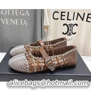 Pretty Style Alaia Woven Ballet Flats Grey/Brown 0827089