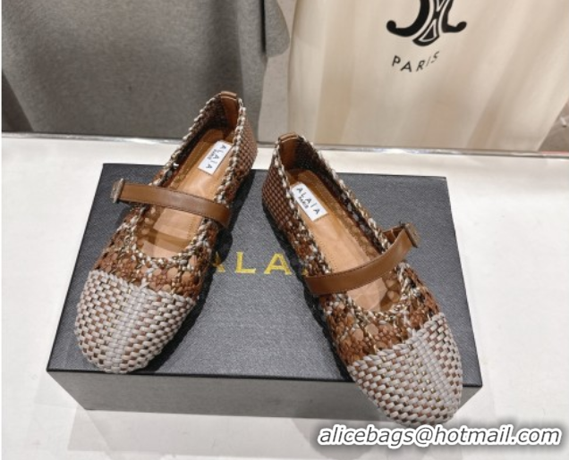 Pretty Style Alaia Woven Ballet Flats Grey/Brown 0827089