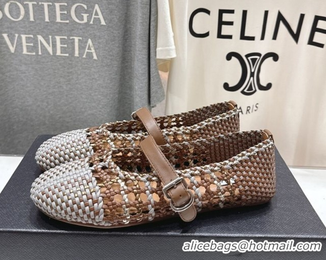 Pretty Style Alaia Woven Ballet Flats Grey/Brown 0827089