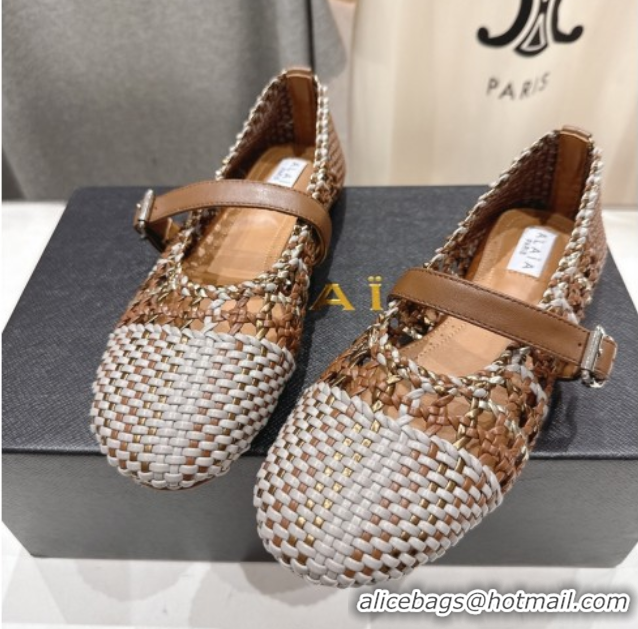 Pretty Style Alaia Woven Ballet Flats Grey/Brown 0827089