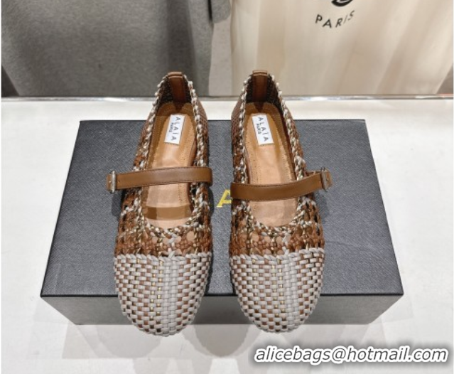 Pretty Style Alaia Woven Ballet Flats Grey/Brown 0827089