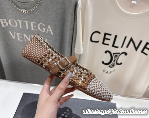 Pretty Style Alaia Woven Ballet Flats Grey/Brown 0827089