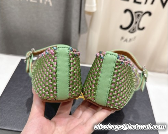 Best Grade Alaia Woven Ballet Flats Green/Purple 0827091