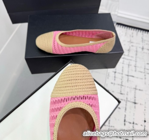 Luxurious Alaia Woven Ballet Flats Beige/Pink 0827095