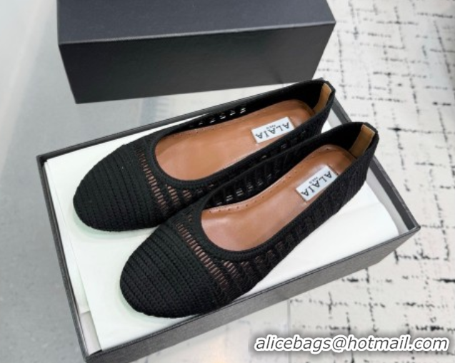 Good Product Alaia Woven Ballet Flats Black 0827097