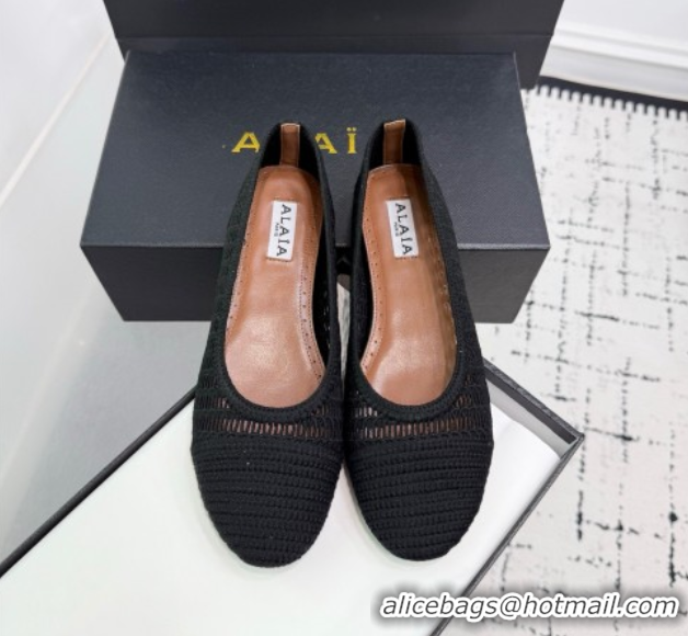 Good Product Alaia Woven Ballet Flats Black 0827097