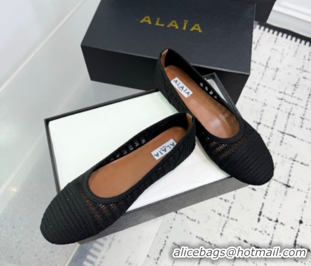 Good Product Alaia Woven Ballet Flats Black 0827097