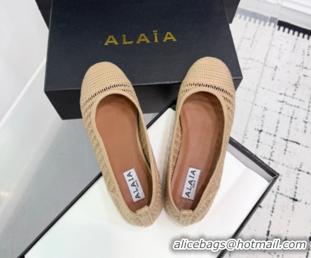 Charming Alaia Woven Ballet Flats Dark Beige 0827098