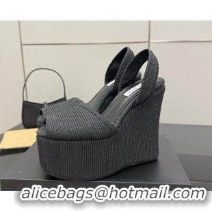 Cheap Price Alaia Wedge Sandals 11cm in Paper Straw Black 50827102