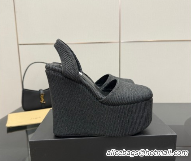 Cheap Price Alaia Wedge Sandals 11cm in Paper Straw Black 50827102