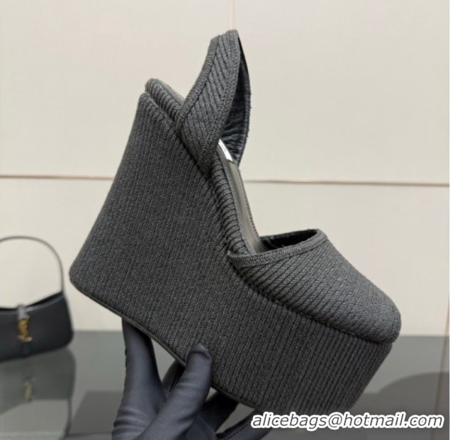 Cheap Price Alaia Wedge Sandals 11cm in Paper Straw Black 50827102