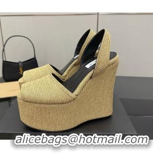 Good Looking Alaia Wedge Sandals 11cm in Paper Straw Beige 50827103