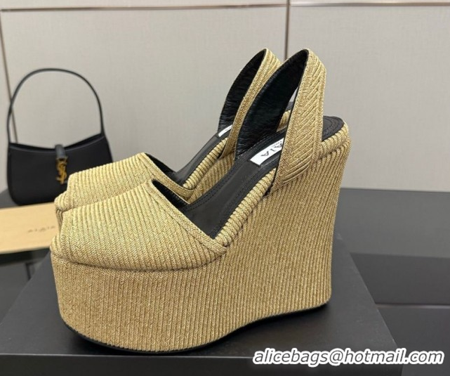 Good Looking Alaia Wedge Sandals 11cm in Paper Straw Beige 50827103