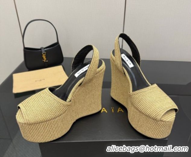 Good Looking Alaia Wedge Sandals 11cm in Paper Straw Beige 50827103