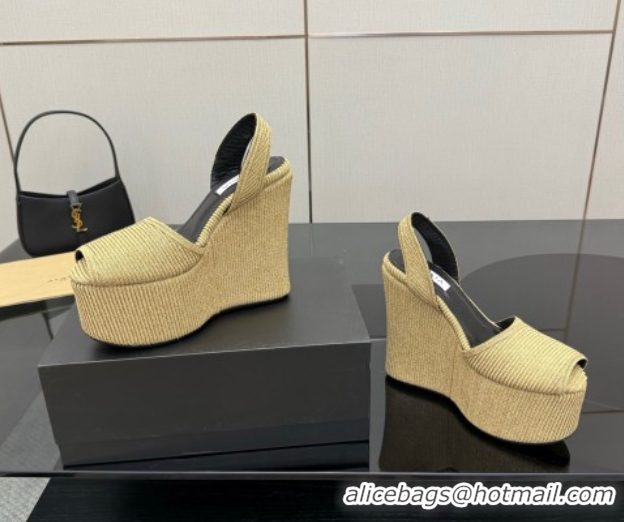 Good Looking Alaia Wedge Sandals 11cm in Paper Straw Beige 50827103