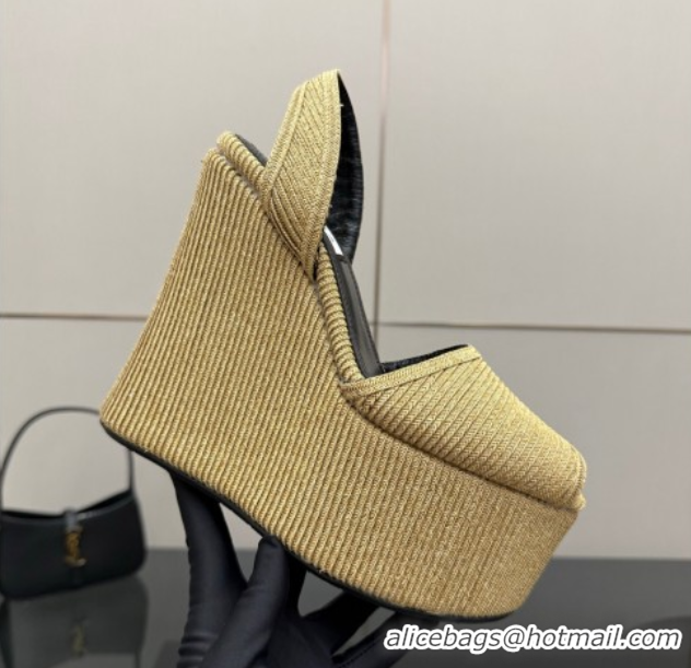 Good Looking Alaia Wedge Sandals 11cm in Paper Straw Beige 50827103