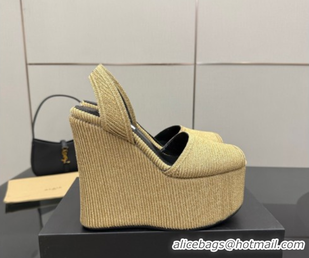 Good Looking Alaia Wedge Sandals 11cm in Paper Straw Beige 50827103
