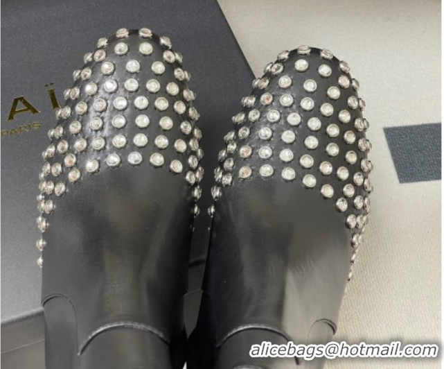 Big Discount Alaia Heel Ankled Boots 5.5cm in Calfskin Leather and Strass Black 0827106