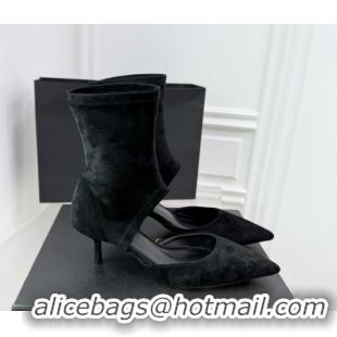 Sophisticated Alaia Low Heel Boots 6cm in Stretch Suede Black AL070905 0827110