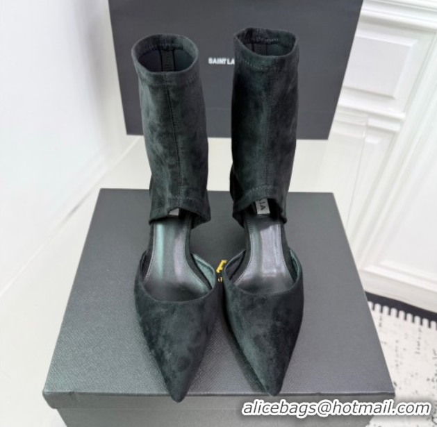Sophisticated Alaia Low Heel Boots 6cm in Stretch Suede Black AL070905 0827110