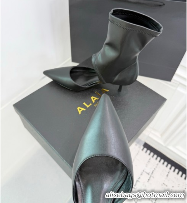 Buy Discount Alaia Low Heel Boots 6cm in Stretch Leather Black AL070905 0827113
