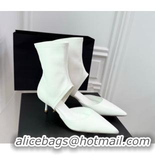 Hot Style Alaia Low Heel Boots 6cm in Stretch Leather White 2025 AL070905 0827114