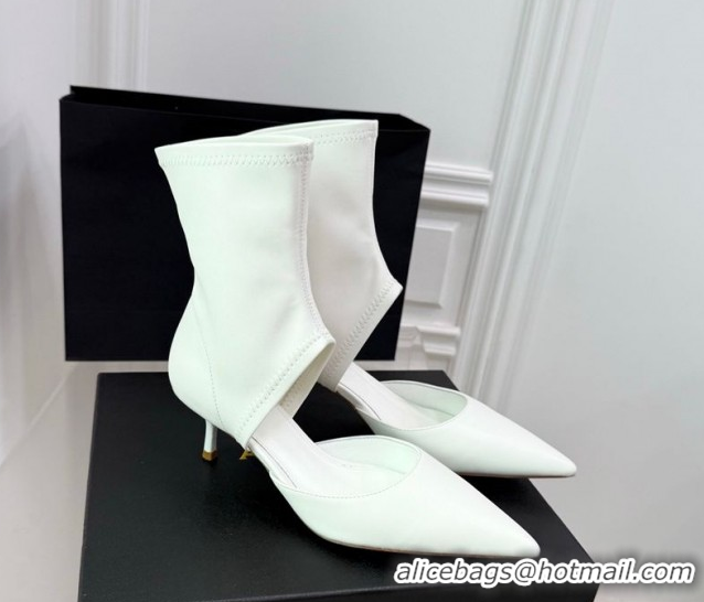 Hot Style Alaia Low Heel Boots 6cm in Stretch Leather White 2025 AL070905 0827114