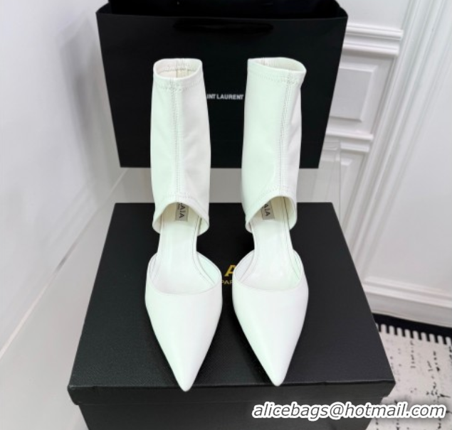 Hot Style Alaia Low Heel Boots 6cm in Stretch Leather White 2025 AL070905 0827114