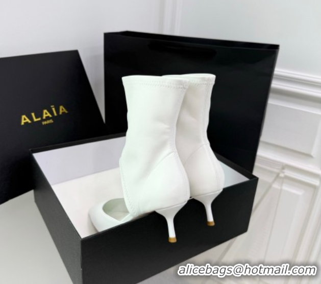 Hot Style Alaia Low Heel Boots 6cm in Stretch Leather White 2025 AL070905 0827114