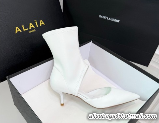 Hot Style Alaia Low Heel Boots 6cm in Stretch Leather White 2025 AL070905 0827114