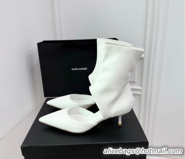 Hot Style Alaia Low Heel Boots 6cm in Stretch Leather White 2025 AL070905 0827114