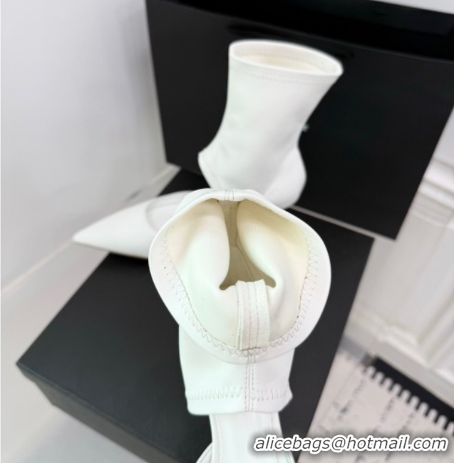 Hot Style Alaia Low Heel Boots 6cm in Stretch Leather White 2025 AL070905 0827114