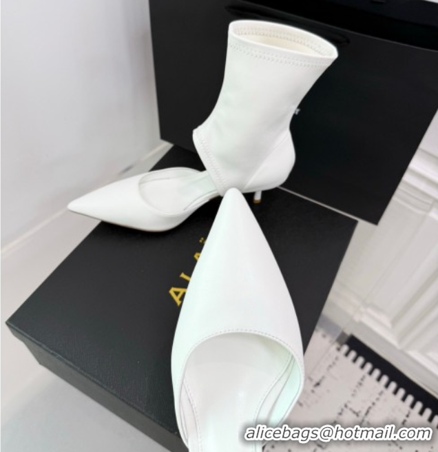 Hot Style Alaia Low Heel Boots 6cm in Stretch Leather White 2025 AL070905 0827114