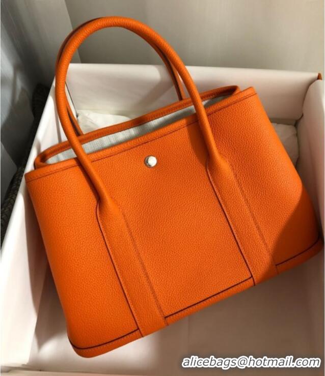 High Quality Hermes Garden Party 30/36cm Bag in Togo Leather H2301 Orange 2025 (Half Handmade)