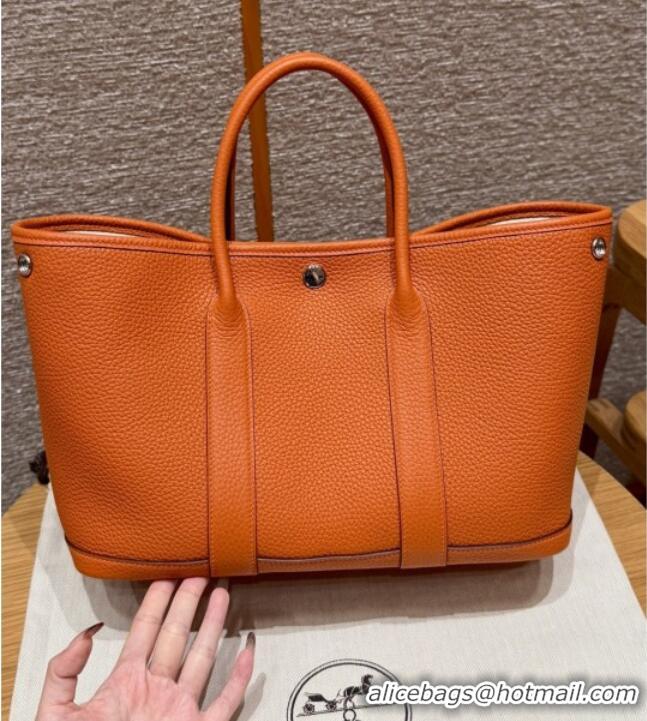 High Quality Hermes Garden Party 30/36cm Bag in Togo Leather H2301 Orange 2025 (Half Handmade)