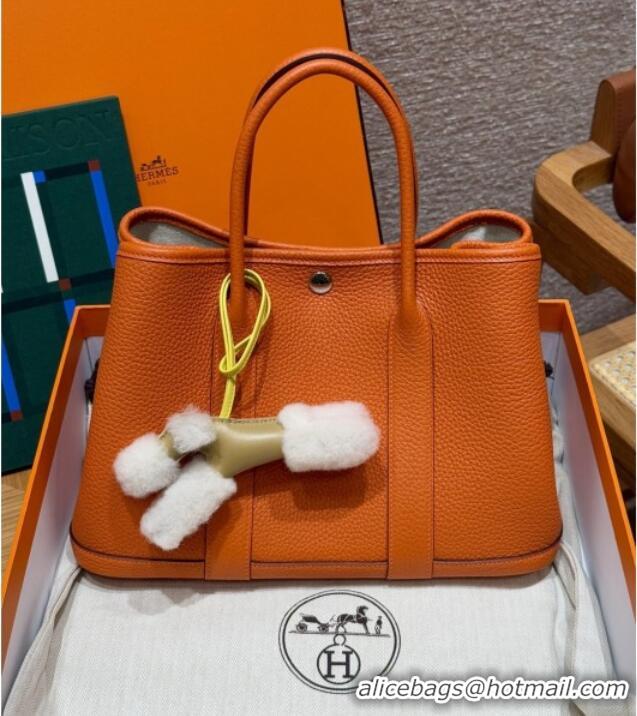 High Quality Hermes Garden Party 30/36cm Bag in Togo Leather H2301 Orange 2025 (Half Handmade)