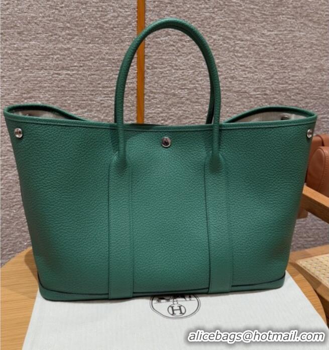 Spot Bulk Hermes Garden Party 30/36cm Bag in Togo Leather H2301 U4 Vert Vertigo Green 2025(Half Handmade)