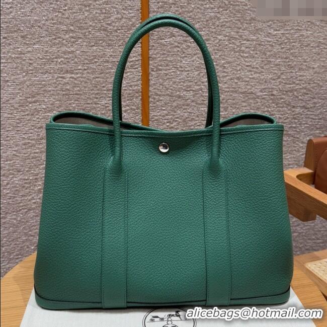 Spot Bulk Hermes Garden Party 30/36cm Bag in Togo Leather H2301 U4 Vert Vertigo Green 2025(Half Handmade)