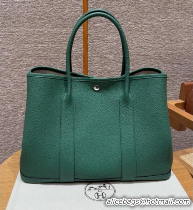 Spot Bulk Hermes Garden Party 30/36cm Bag in Togo Leather H2301 U4 Vert Vertigo Green 2025(Half Handmade)