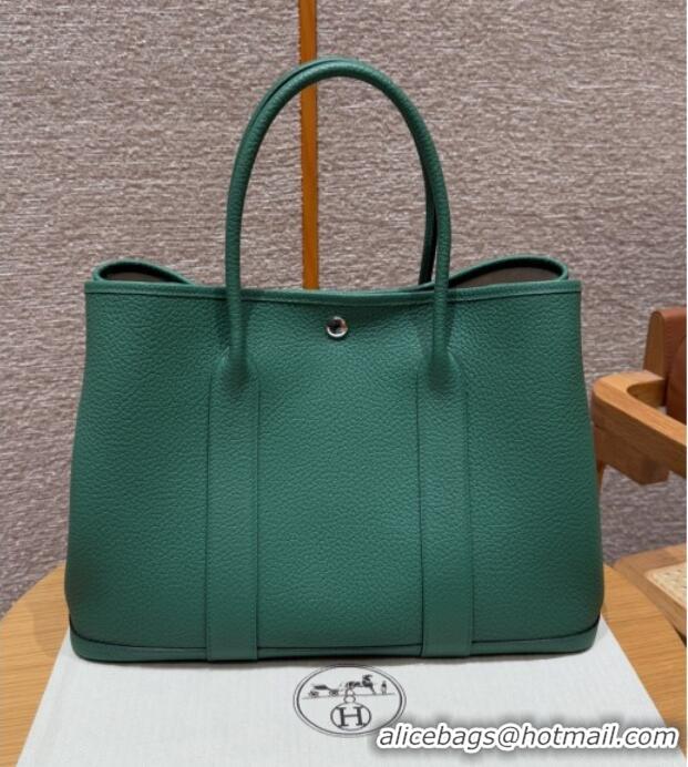 Spot Bulk Hermes Garden Party 30/36cm Bag in Togo Leather H2301 U4 Vert Vertigo Green 2025(Half Handmade)