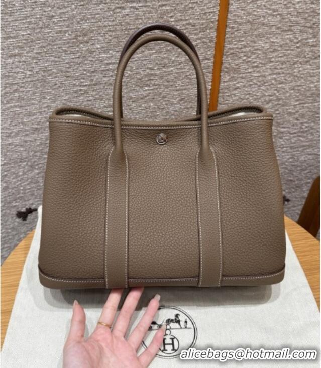 Best Quality Hermes Garden Party 30/36cm Bag in Togo Leather H2301 Etoupe 2025 (Half Handmade)