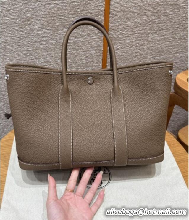 Best Quality Hermes Garden Party 30/36cm Bag in Togo Leather H2301 Etoupe 2025 (Half Handmade)