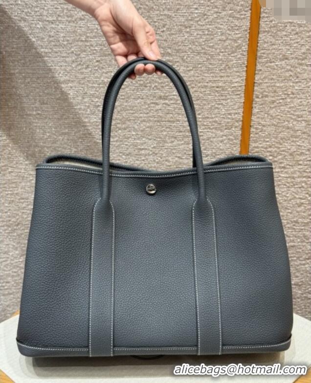 Luxury Classic Hermes Garden Party 30/36cm Bag in Togo Leather H2301 Ardoise Grey 2025(Half Handmade)