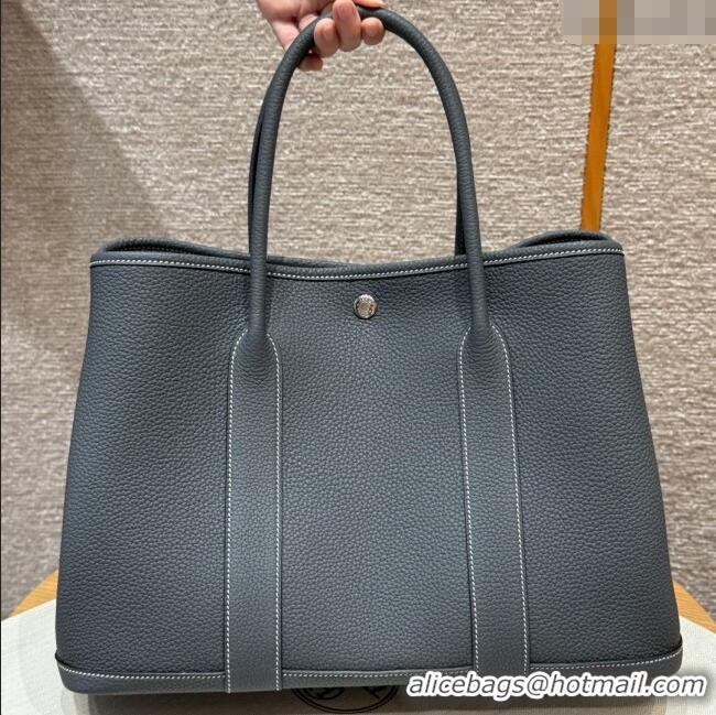 Luxury Classic Hermes Garden Party 30/36cm Bag in Togo Leather H2301 Ardoise Grey 2025(Half Handmade)