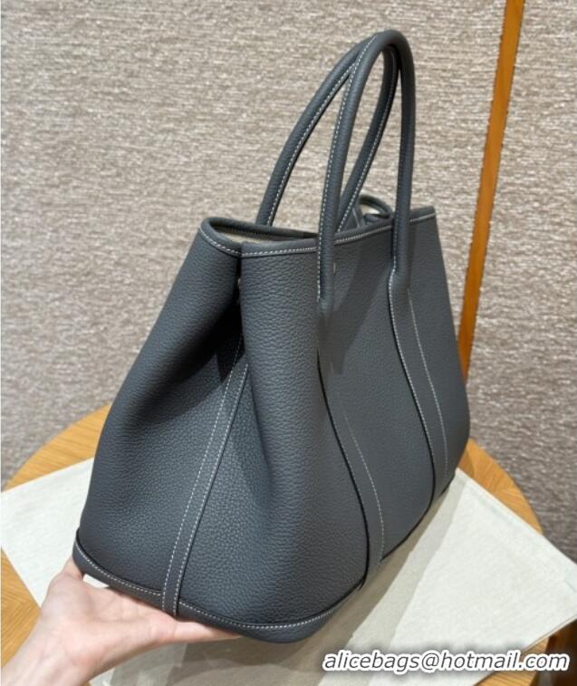Luxury Classic Hermes Garden Party 30/36cm Bag in Togo Leather H2301 Ardoise Grey 2025(Half Handmade)