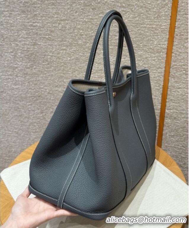Luxury Classic Hermes Garden Party 30/36cm Bag in Togo Leather H2301 Ardoise Grey 2025(Half Handmade)