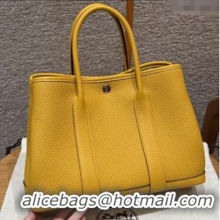 Market Sells Hermes Garden Party 30/36cm Bag in Togo Leather H2301 Jaune Amber Yellow 2025(Half Handmade)