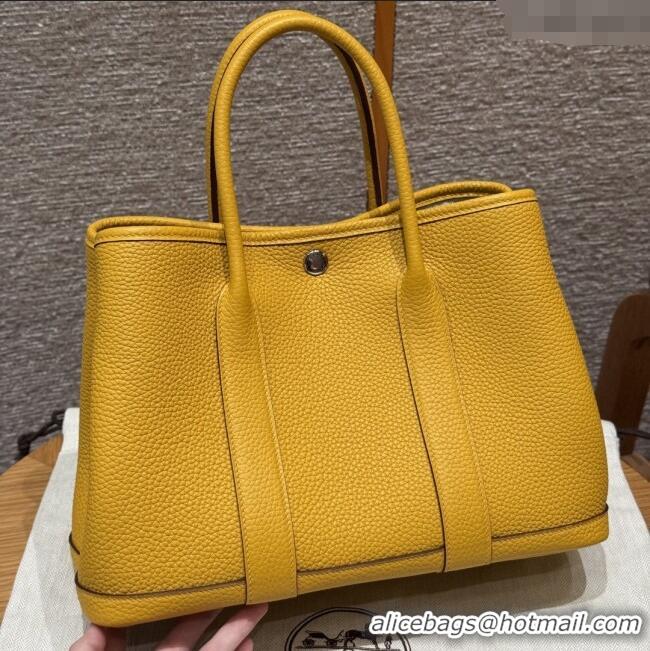 Market Sells Hermes Garden Party 30/36cm Bag in Togo Leather H2301 Jaune Amber Yellow 2025(Half Handmade)