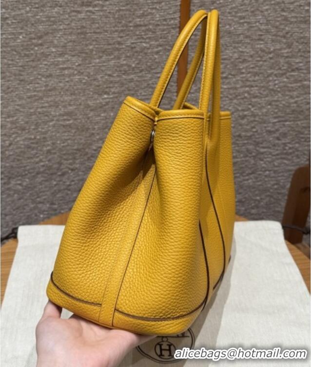 Market Sells Hermes Garden Party 30/36cm Bag in Togo Leather H2301 Jaune Amber Yellow 2025(Half Handmade)