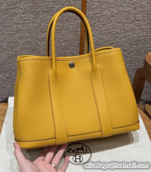 Market Sells Hermes Garden Party 30/36cm Bag in Togo Leather H2301 Jaune Amber Yellow 2025(Half Handmade)